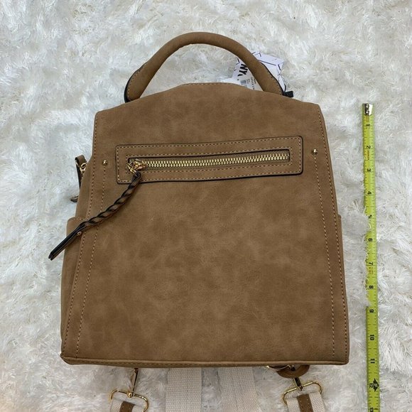 Women's Zip Closure Convertible Backpack Cognac NY - Picture 5 of 12